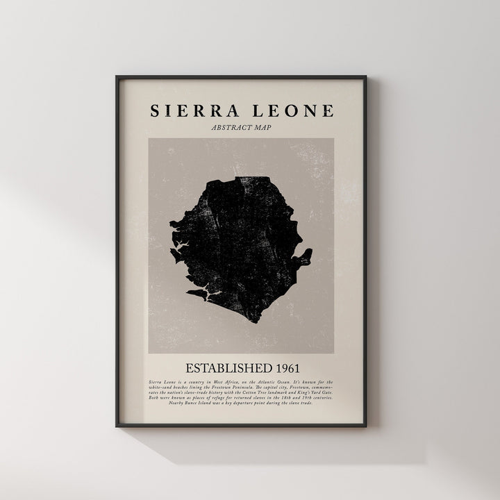 Abstract Sierra Leone Map Vintage Wall Art Print Picasso + Matisse Inspired Travel Poster OE