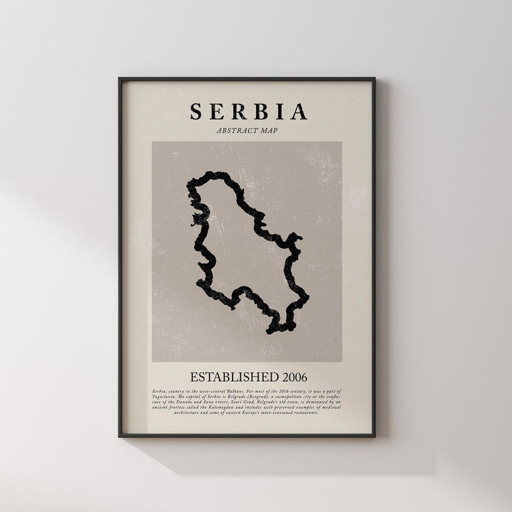 Abstract Serbia Map Vintage Wall Art Print Picasso + Matisse Inspired Travel Poster
