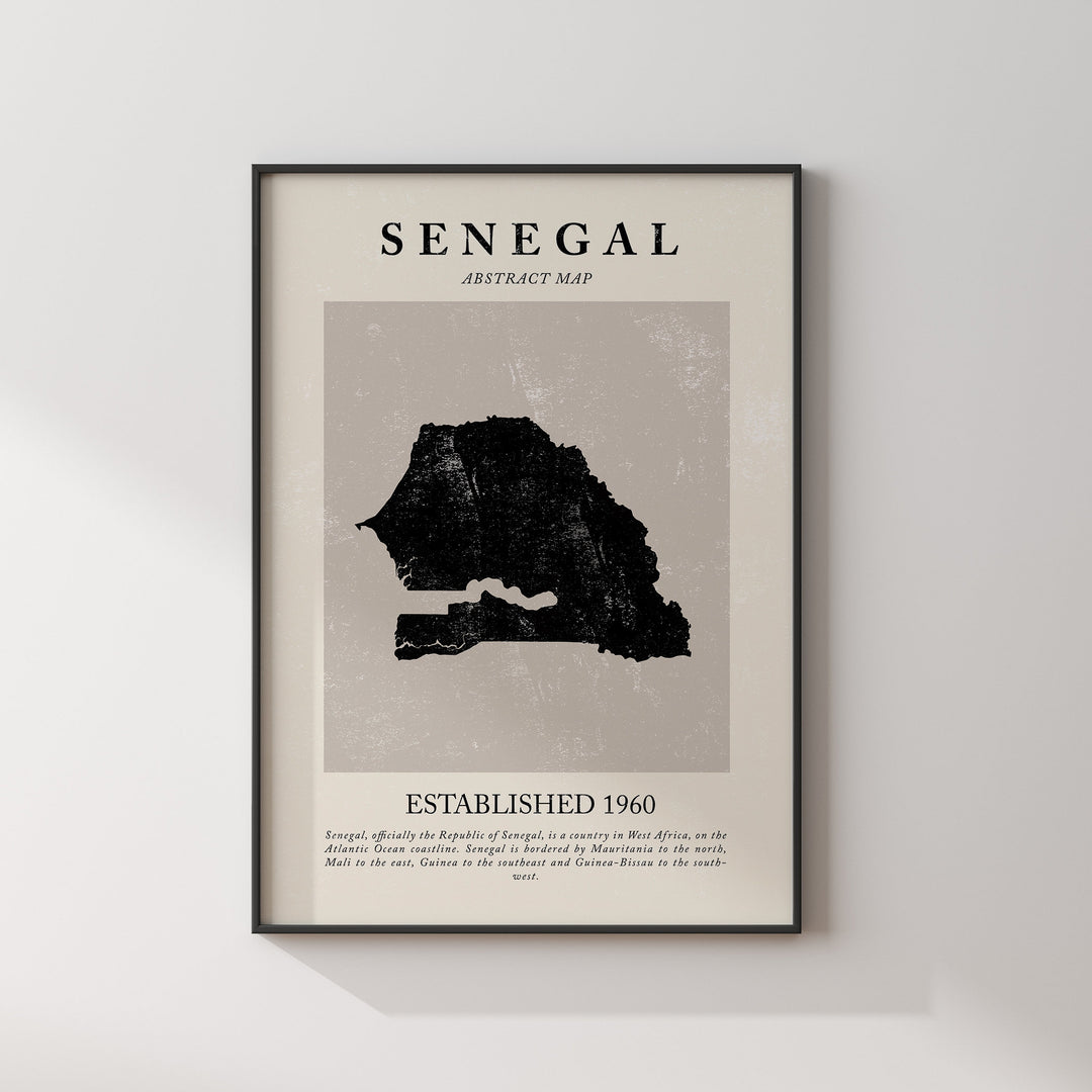 Abstract Senegal Map Vintage Wall Art Print Picasso + Matisse Inspired Travel Poster OE