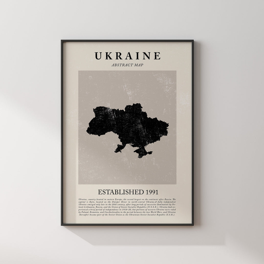 Abstract Ukraine Map Vintage Wall Art Print Picasso + Matisse Inspired Travel Poster OE