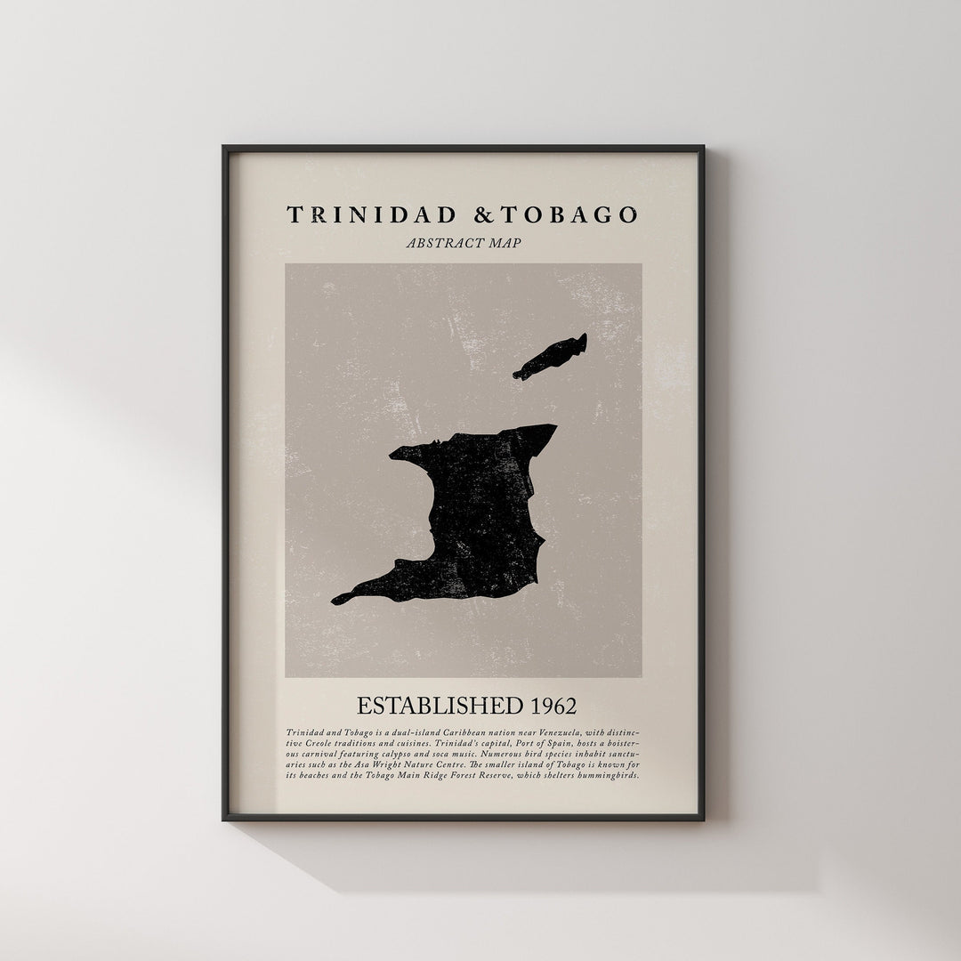 Abstract Trinidad & Tobago Map Vintage Wall Art Print Picasso + Matisse Inspired Travel Poster