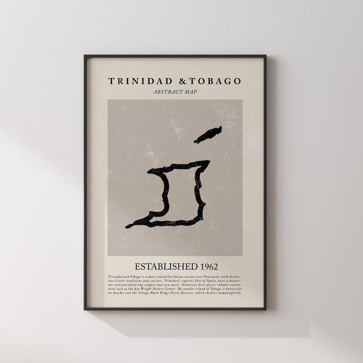Abstract Trinidad & Tobago Map Vintage Wall Art Print Picasso + Matisse Inspired Travel Poster