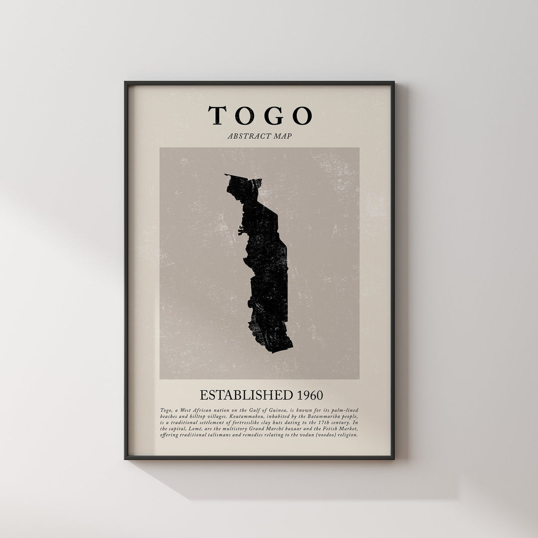 Abstract Togo Map Vintage Wall Art Print Picasso + Matisse Inspired Travel Poster