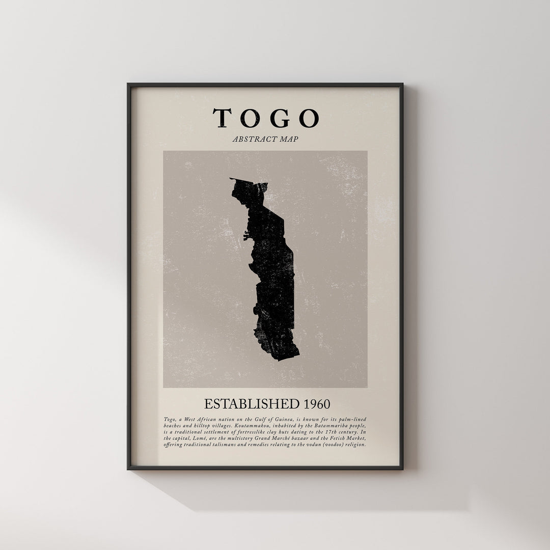 Abstract Togo Map Vintage Wall Art Print Picasso + Matisse Inspired Travel Poster OE