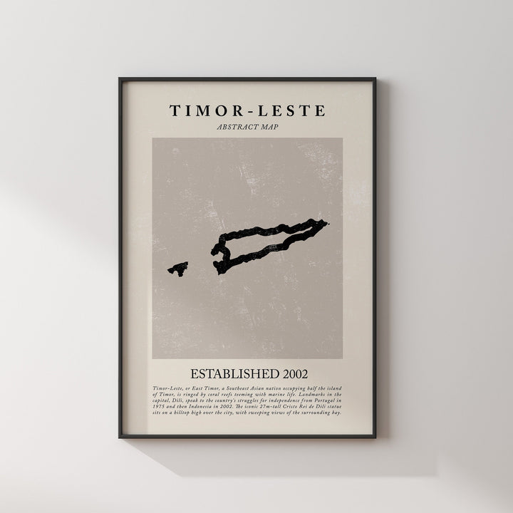Abstract Timor-Leste Map Vintage Wall Art Print Picasso + Matisse Inspired Travel Poster