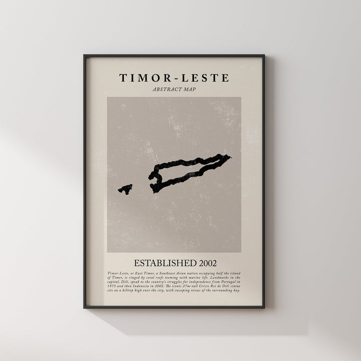Abstract Timor-Leste Map Vintage Wall Art Print Picasso + Matisse Inspired Travel Poster