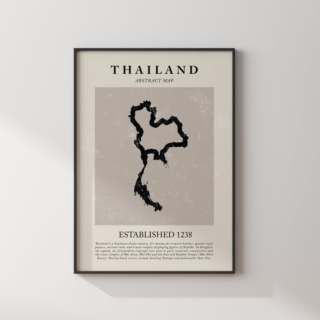 Abstract Thailand Map Vintage Wall Art Print Picasso + Matisse Inspired Travel Poster FE