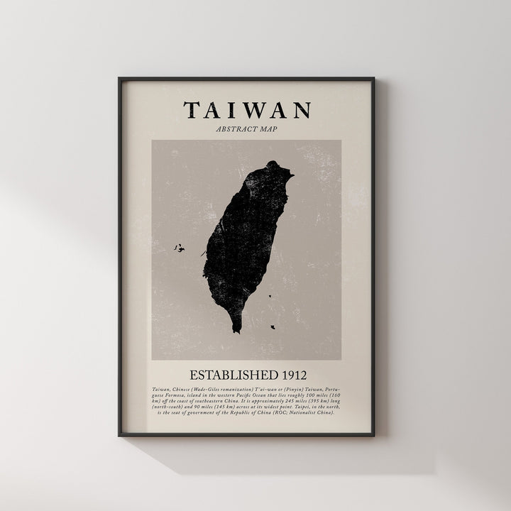 Abstract Taiwan Map Vintage Wall Art Print Picasso + Matisse Inspired Travel Poster