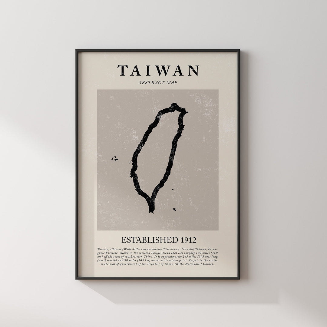 Abstract Taiwan Map Vintage Wall Art Print Picasso + Matisse Inspired Travel Poster