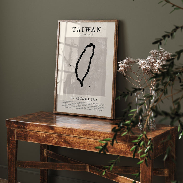 Abstract Taiwan Map Vintage Wall Art Print Picasso + Matisse Inspired Travel Poster
