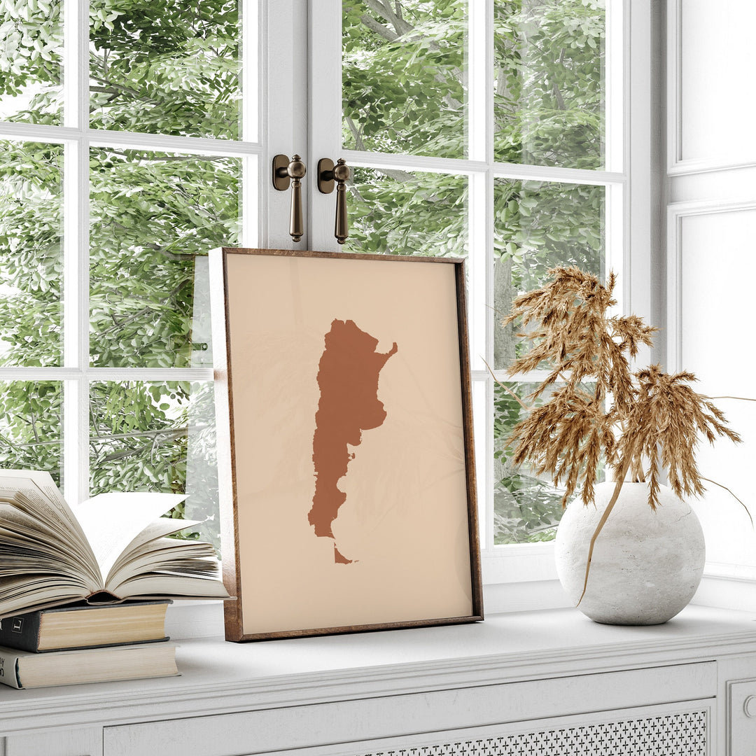Argentina Map Boho Wall Art Print Mid Century Travel Poster