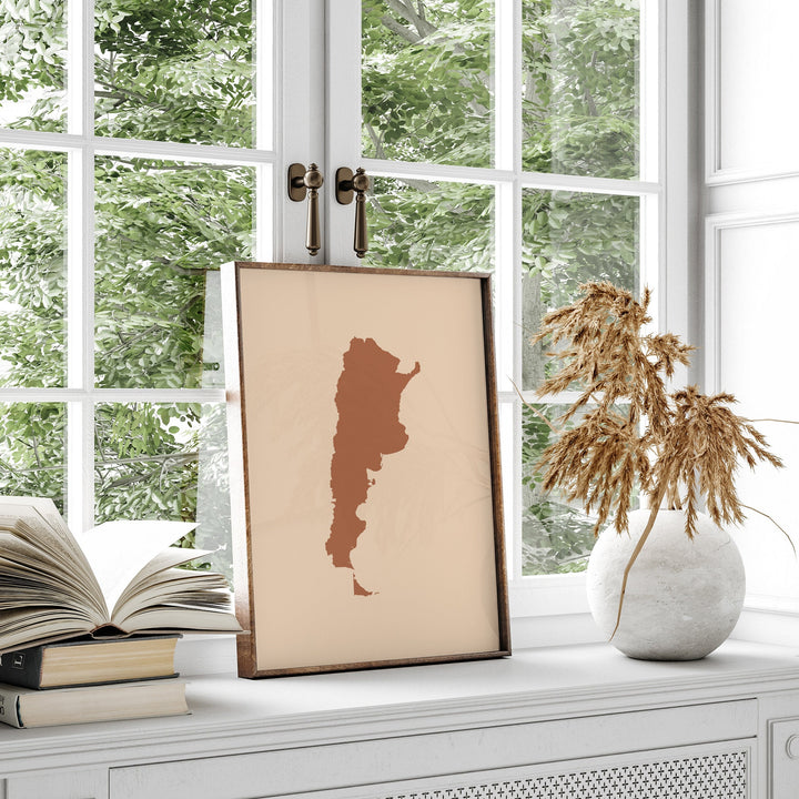 Argentina Map Boho Wall Art Print Mid Century Travel Poster