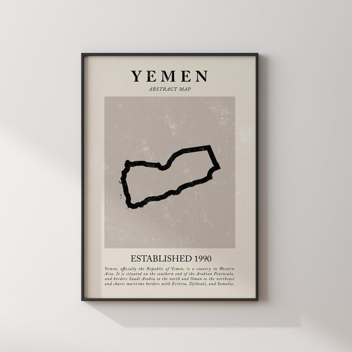 Abstract Yemen Map Vintage Wall Art Print Picasso + Matisse Inspired Travel Poster