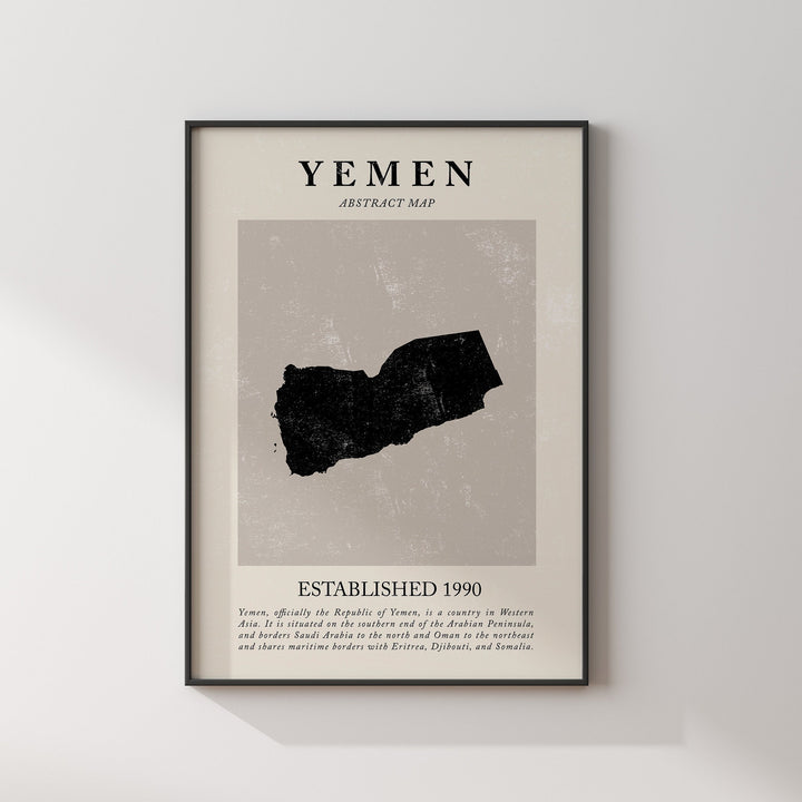 Abstract Yemen Map Vintage Wall Art Print Picasso + Matisse Inspired Travel Poster