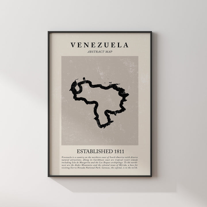 Abstract Venezuela Map Vintage Wall Art Print Picasso + Matisse Inspired Travel Poster