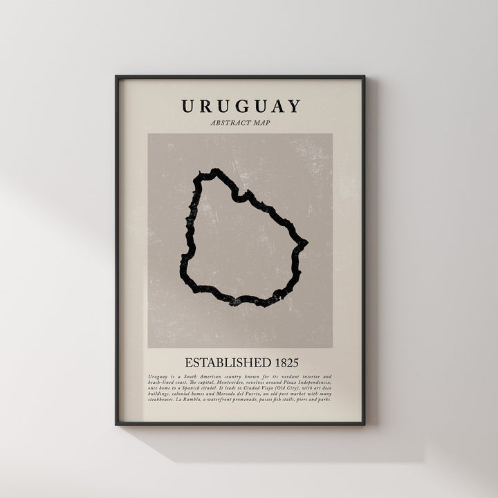 Abstract Uruguay Map Vintage Wall Art Print Picasso + Matisse Inspired Travel Poster