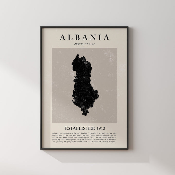 Albania Map Vintage Abstract Wall Art Print Picasso + Matisse Inspired Travel Poster