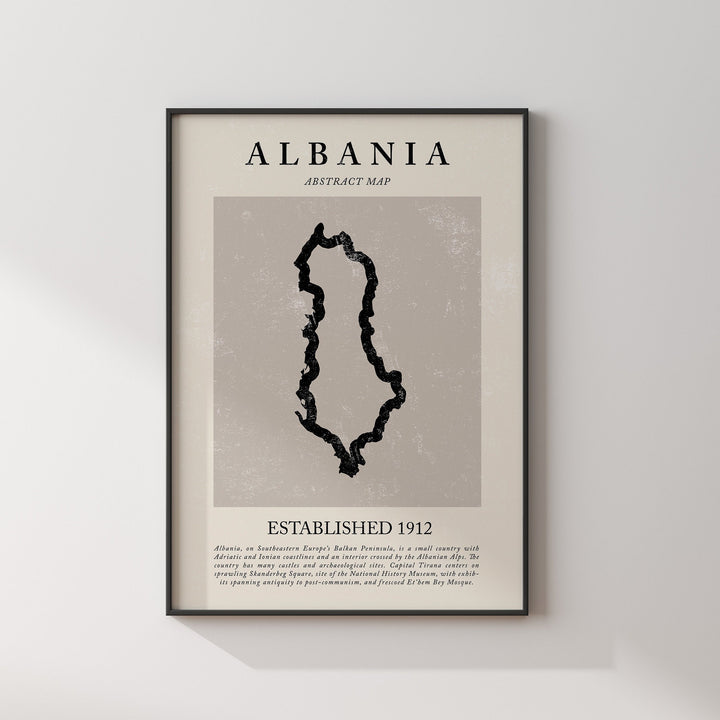 Albania Map Vintage Abstract Wall Art Print Picasso + Matisse Inspired Travel Poster