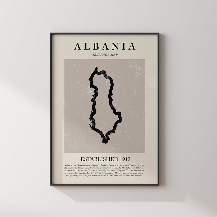 Albania Map Vintage Abstract Wall Art Print Picasso + Matisse Inspired Travel Poster