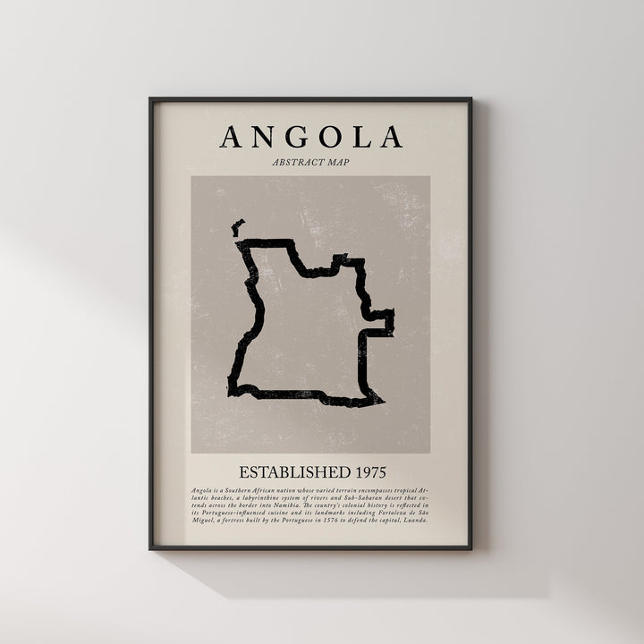 Angola Map Vintage Abstract Wall Art Print Picasso + Matisse Inspired Travel Poster
