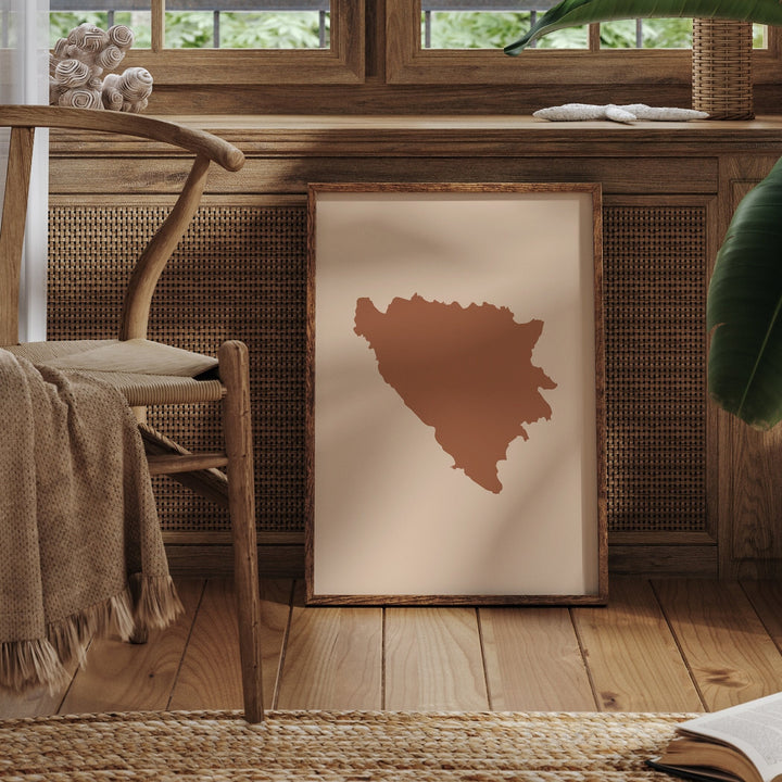Bosnia and Herzegovina Map Boho Wall Art Print Mid Century Travel Poster