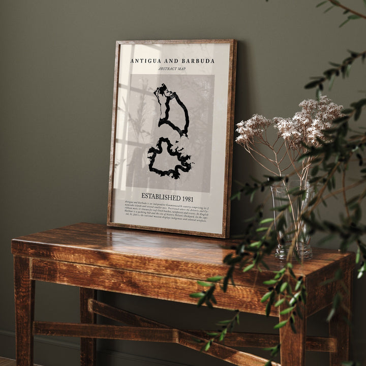 Antigua and Barbuda Map Vintage Abstract Wall Art Print Picasso + Matisse Inspired Travel Poster