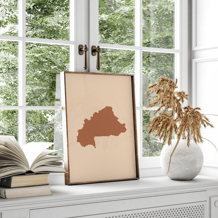 Burkina Faso Map Boho Wall Art Print Mid Century Travel Poster