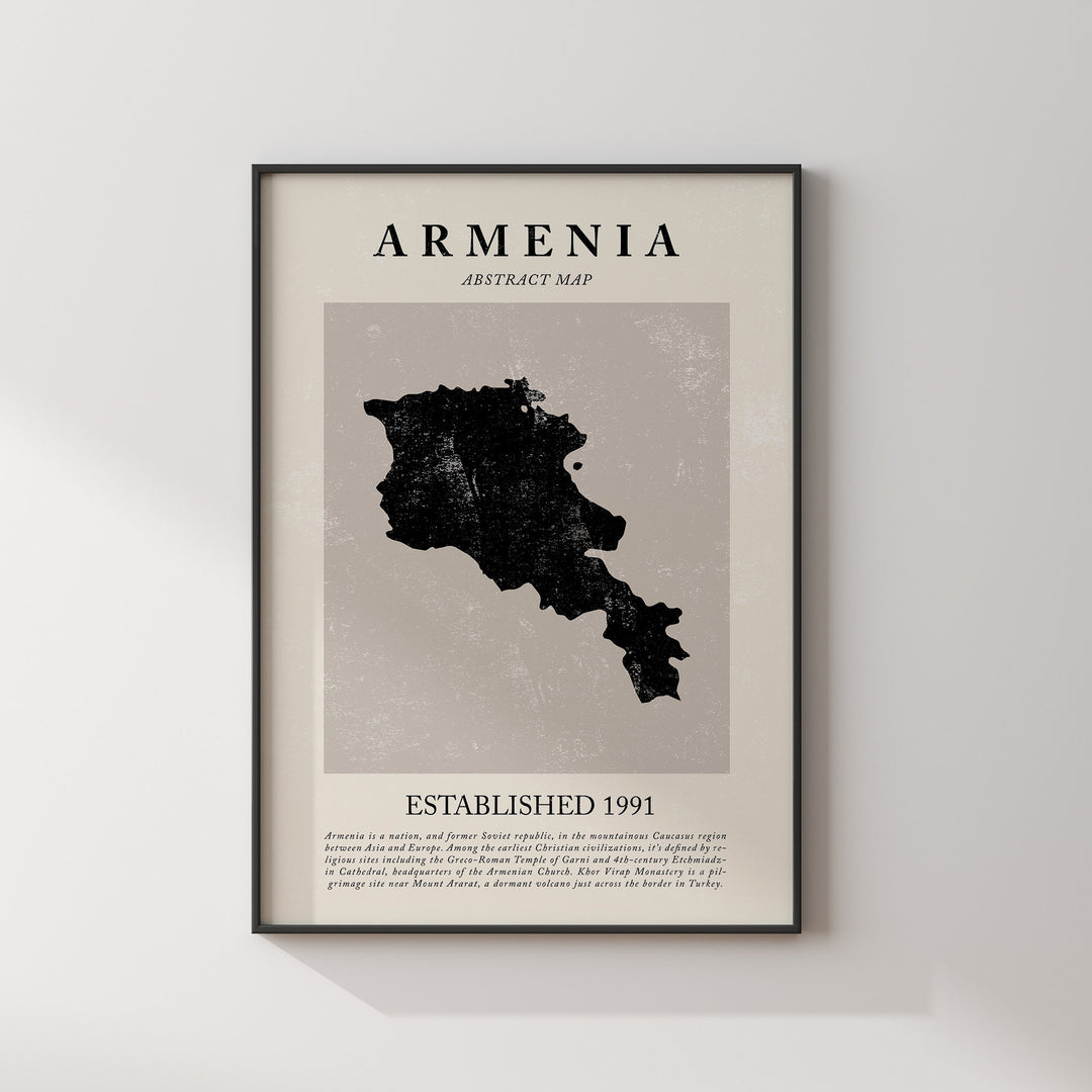 Armenia Map Vintage Abstract Wall Art Print Picasso + Matisse Inspired Travel Poster