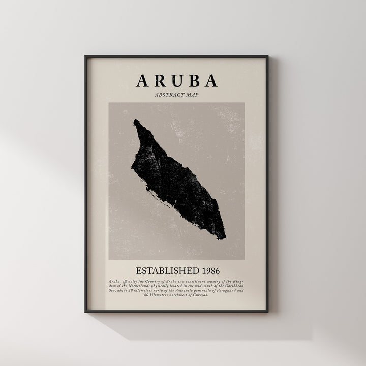 Aruba Map Vintage Abstract Wall Art Print Picasso + Matisse Inspired Travel Poster