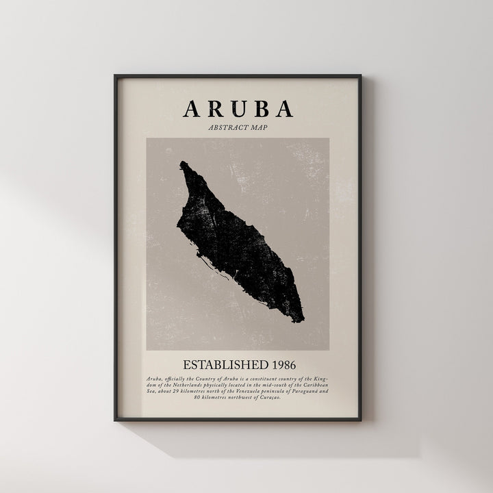Aruba Map Vintage Abstract Wall Art Print Picasso + Matisse Inspired Travel Poster