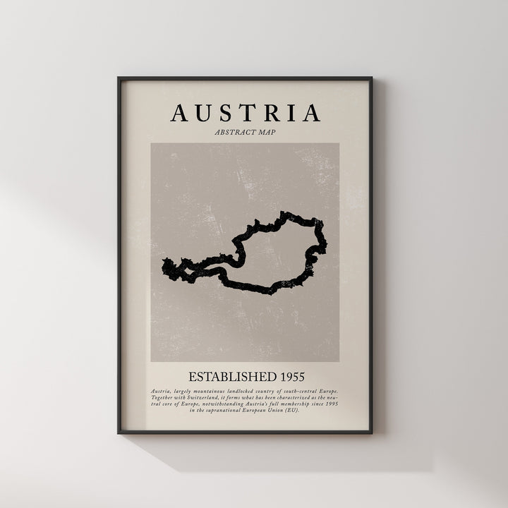 Austria Map Vintage Abstract Wall Art Print Picasso + Matisse Inspired Travel Poster