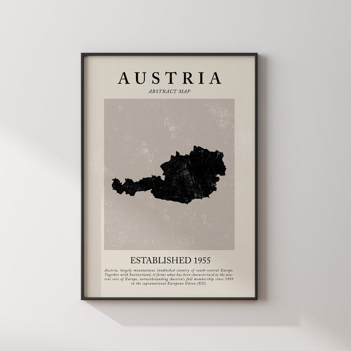 Austria Map Vintage Abstract Wall Art Print Picasso + Matisse Inspired Travel Poster