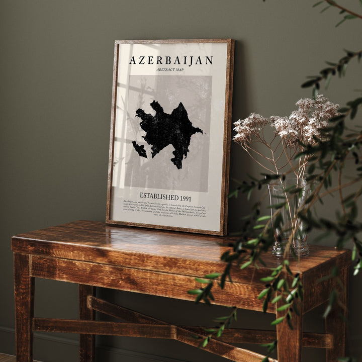 Azerbaijan Map Vintage Abstract Wall Art Print Picasso + Matisse Inspired Travel Poster