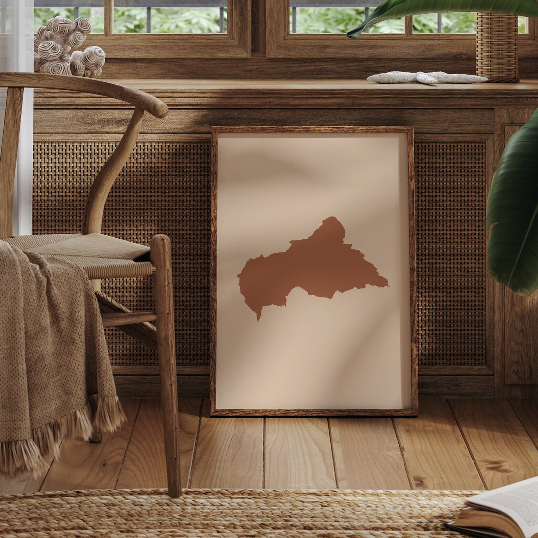Central African Republic Map Boho Wall Art Print Mid Century Travel Poster