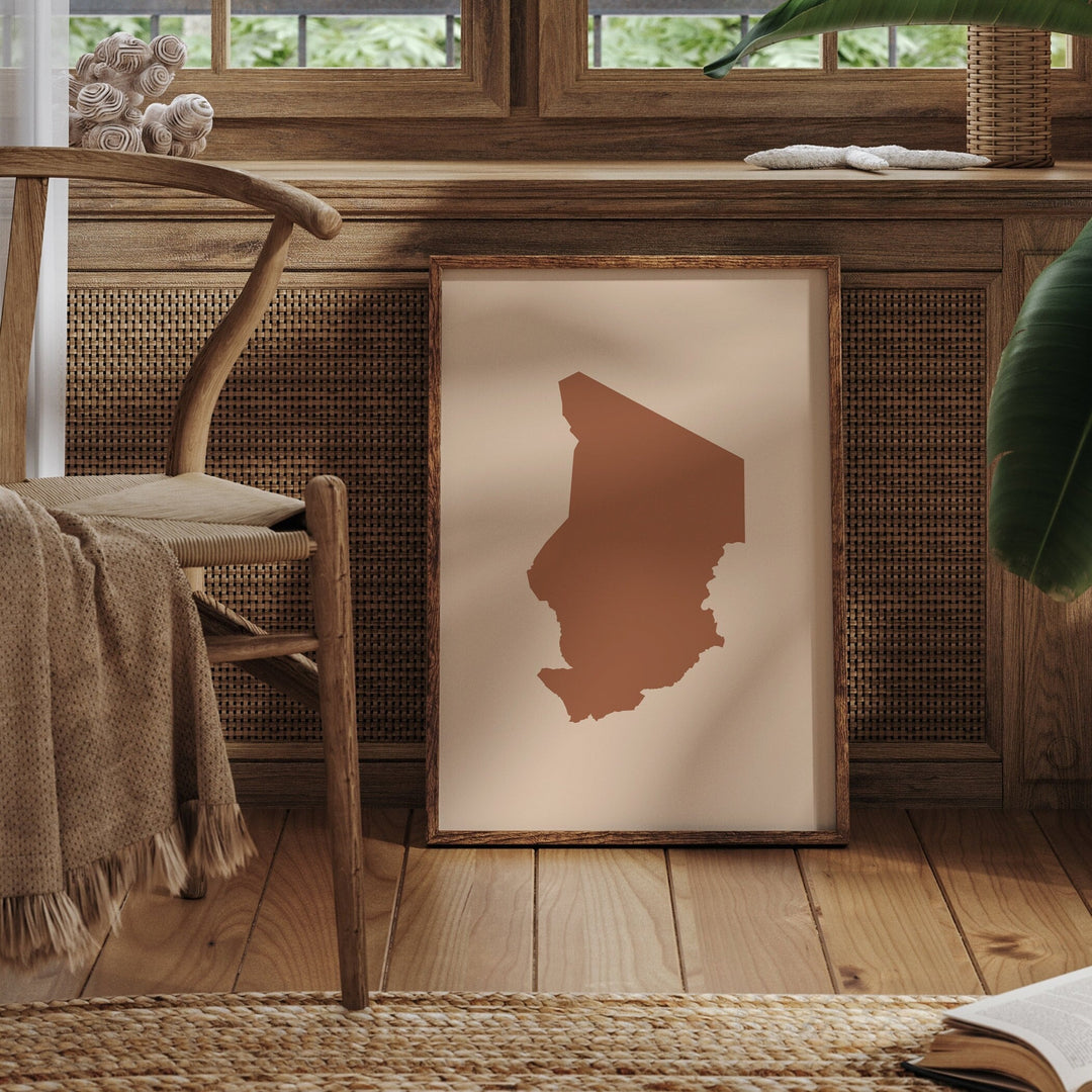 Chad Map Boho Wall Art Print Mid Century Travel Poster