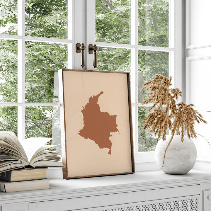Colombia Map Boho Wall Art Print Mid Century Travel Poster