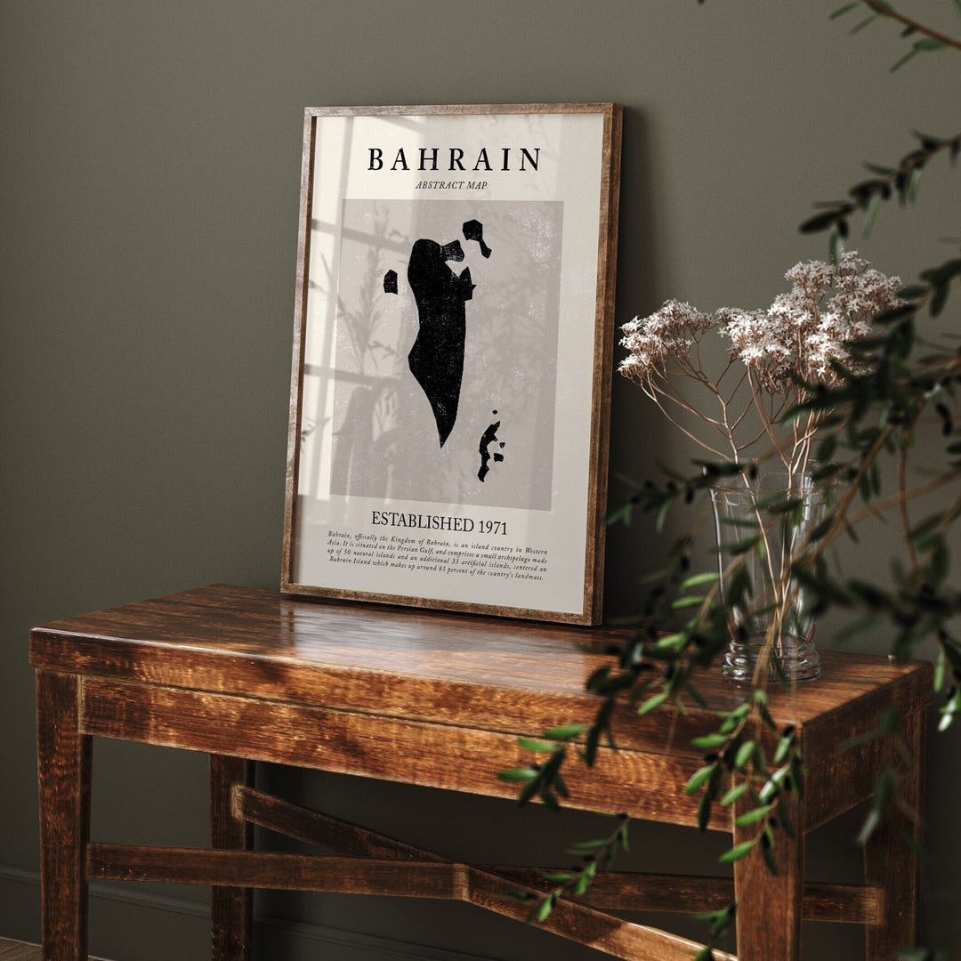 Bahrain Map Vintage Abstract Wall Art Print Picasso + Matisse Inspired Travel Poster