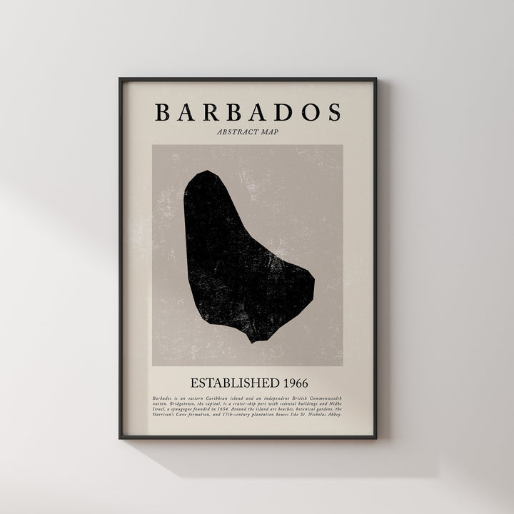 Barbados Map Vintage Abstract Wall Art Print Picasso + Matisse Inspired Travel Poster