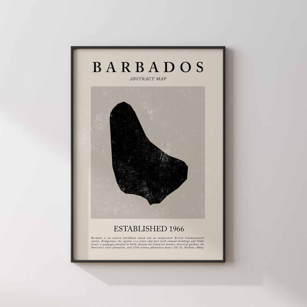 Barbados Map Vintage Abstract Wall Art Print Picasso + Matisse Inspired Travel Poster
