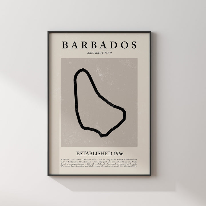 Barbados Map Vintage Abstract Wall Art Print Picasso + Matisse Inspired Travel Poster