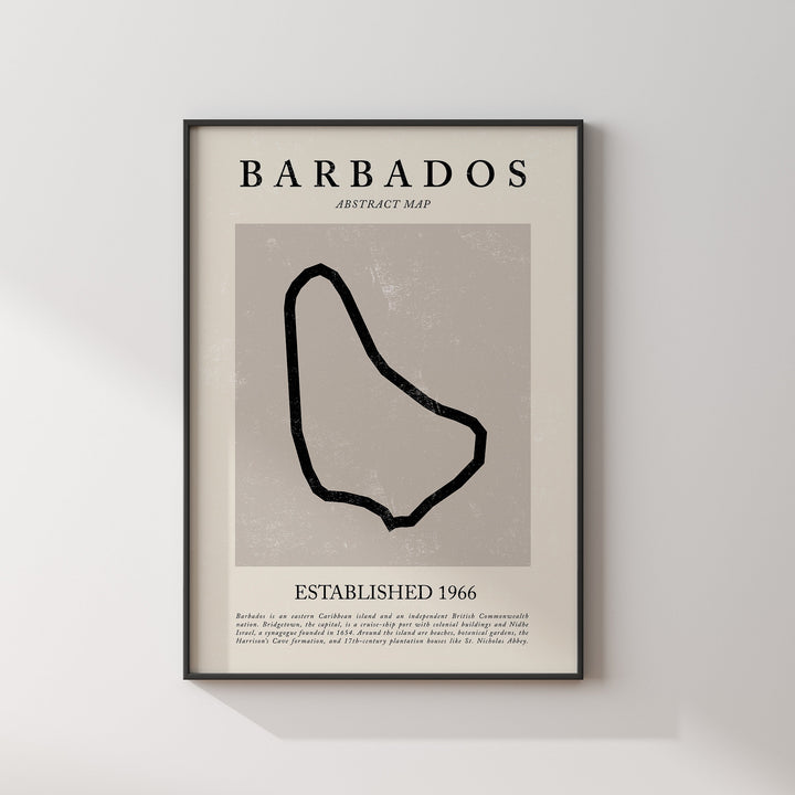 Barbados Map Vintage Abstract Wall Art Print Picasso + Matisse Inspired Travel Poster