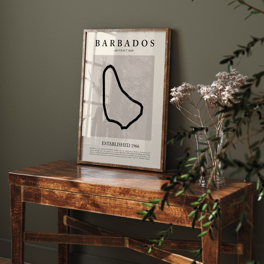 Barbados Map Vintage Abstract Wall Art Print Picasso + Matisse Inspired Travel Poster