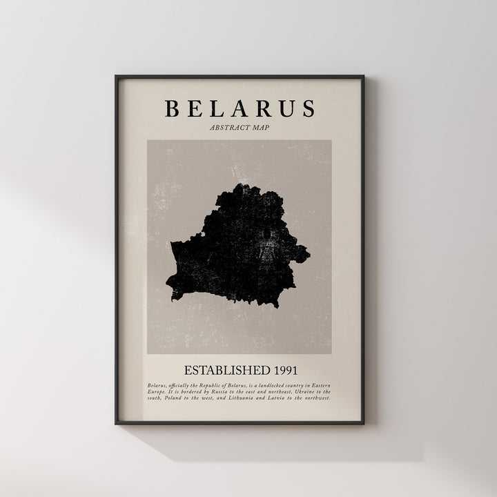 Belarus Map Vintage Abstract Wall Art Print Picasso + Matisse Inspired Travel Poster