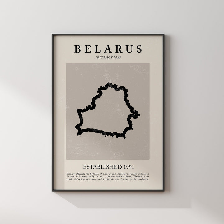 Belarus Map Vintage Abstract Wall Art Print Picasso + Matisse Inspired Travel Poster