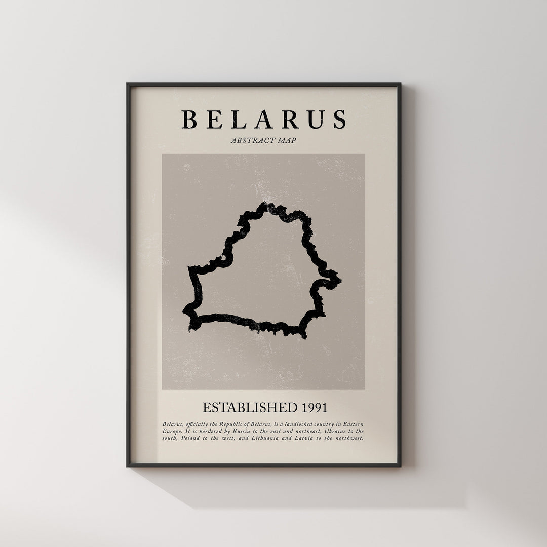Belarus Map Vintage Abstract Wall Art Print Picasso + Matisse Inspired Travel Poster