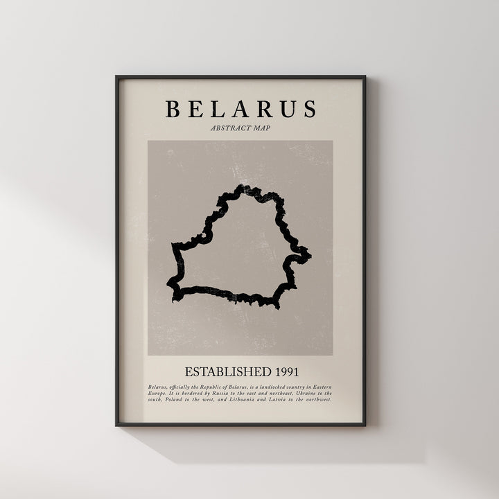Belarus Map Vintage Abstract Wall Art Print Picasso + Matisse Inspired Travel Poster