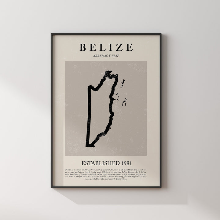 Belize Map Vintage Abstract Wall Art Print Picasso + Matisse Inspired Travel Poster