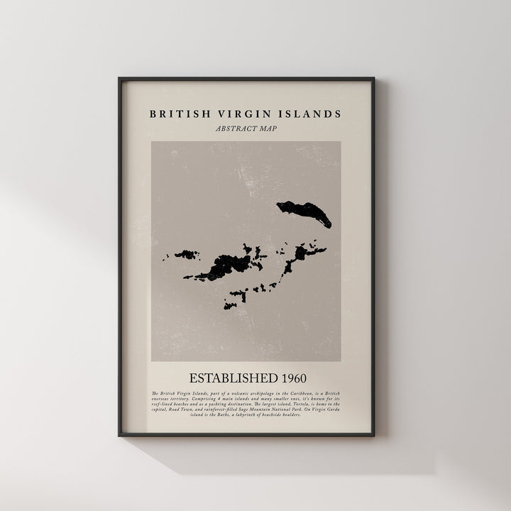 British Virgin Islands Map Vintage Abstract Wall Art Print Picasso + Matisse Inspired Travel Poster
