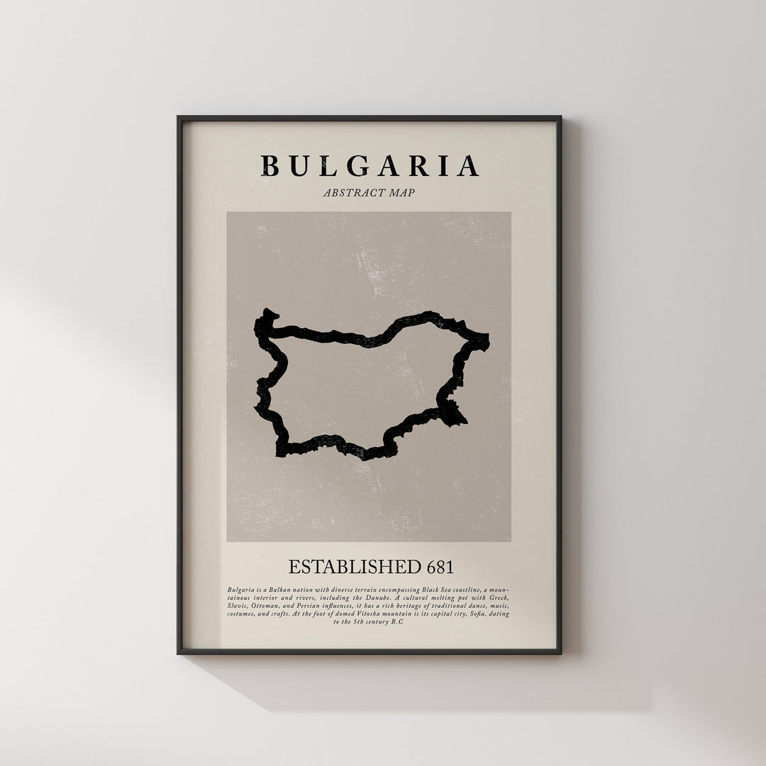 Bulgaria Map Vintage Abstract Wall Art Print Picasso + Matisse Inspired Travel Poster