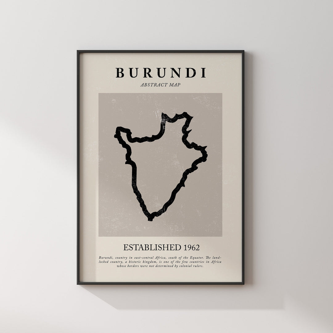 Burundi Map Vintage Abstract Wall Art Print Picasso + Matisse Inspired Travel Poster